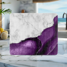 White Marble Lila Agate Silver Glitter