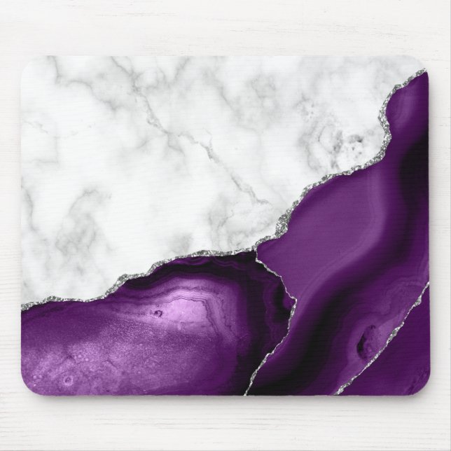 White Marble Lila Silver Agate Musmatta (Framsidan)