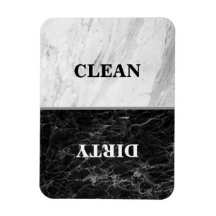 White Marble Marble Clean Dirty Dishwasher Magnet
