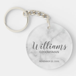 White Marble Modern Script Personlig Groomsman