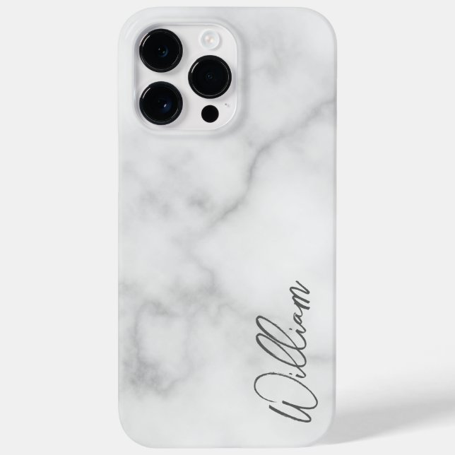 White Marble Modern Script Personlig Namn (Baksida)