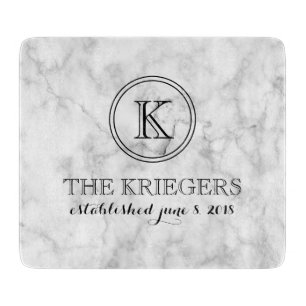 White Marble Monogram Heart Bröllop