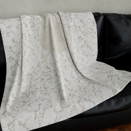 White Marble Monogrammed White Fleece Blanket