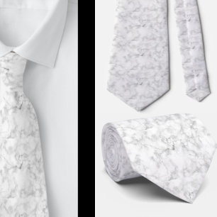 White Marble Neck Tie - Formal Corporate Necktie Slips
