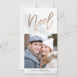 White Marble Noel | Helgdag Photo Card i Bronze Julkort