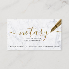 White Marble Notary-lån chic guld typografi Visitkort