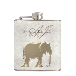 White Marble och Guld Elephant Elegant Monogrammed Fickplunta