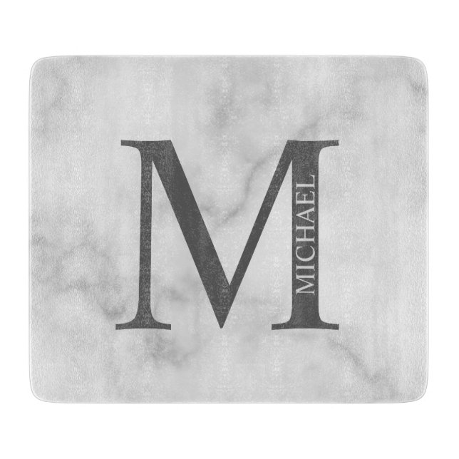 White Marble Personlig Monogram och Namn (Framsidan)