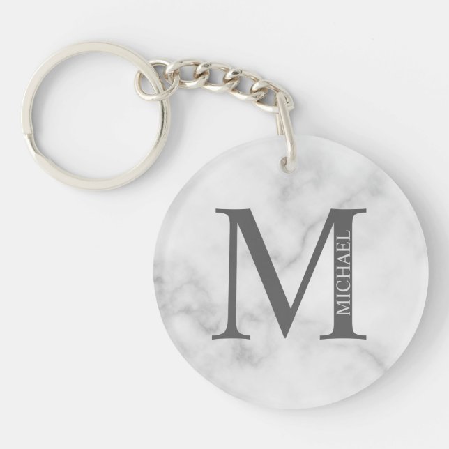White Marble Personlig Monogram och Namn (Framsidan)
