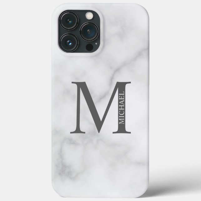 White Marble Personlig Monogram och Namn (Baksida)