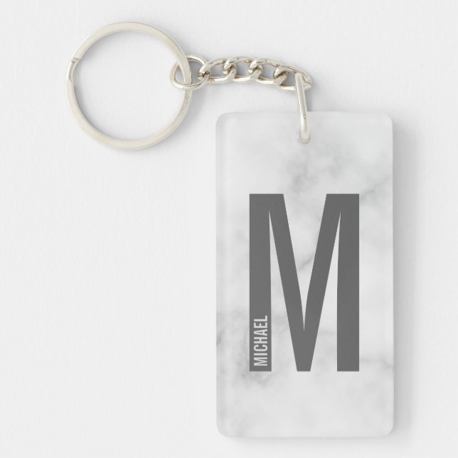 White Marble Personlig Monogram och Namn (Framsidan)