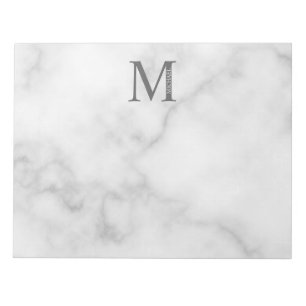 White Marble Personlig Monogram och Namn Anteckningsblock