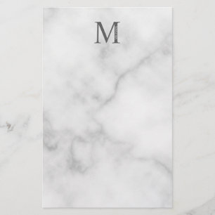 White Marble Personlig Monogram och Namn Brevpapper