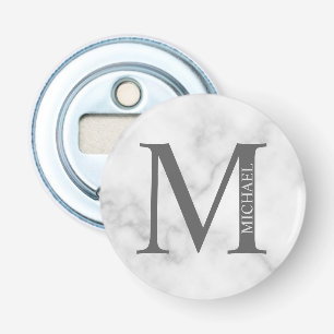 White Marble Personlig Monogram och Namn Flasköppnare