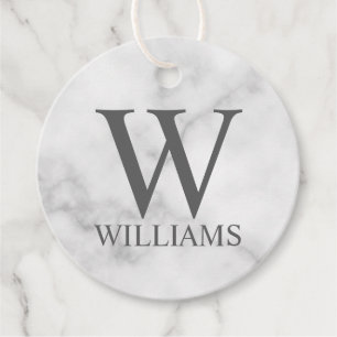 White Marble Personlig Monogram och Namn Gåvor Etiketter