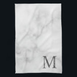 White Marble Personlig Monogram och Namn Kökshandduk<br><div class="desc">Personlig Monogram och Namn Design har personlig monogram och namn i klassiskt serif-teckensnitt stil.</div>