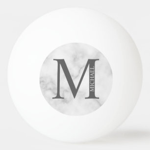 White Marble Personlig Monogram och Namn Pingisboll