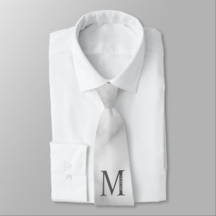 White Marble Personlig Monogram och Namn Slips