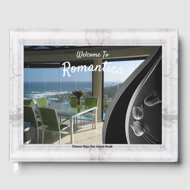 White Marble Photo Ram Gästböcker (Framsida)