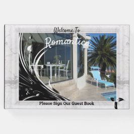 White Marble Photo Ram på Black Gästböcker