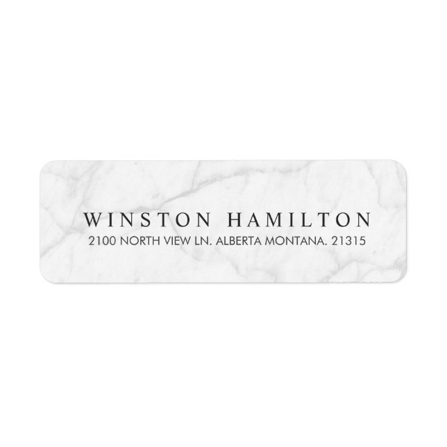White Marble | Returadress av Personlig Returadress Etikett (Framsidan)