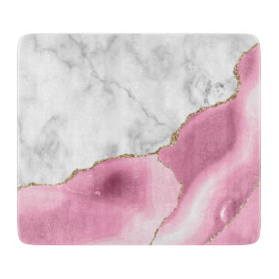 White Marble Rosa Agate Guld Glitter