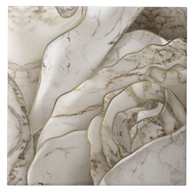 White Marble Rose Abstract Kakelplatta (Framsidan)