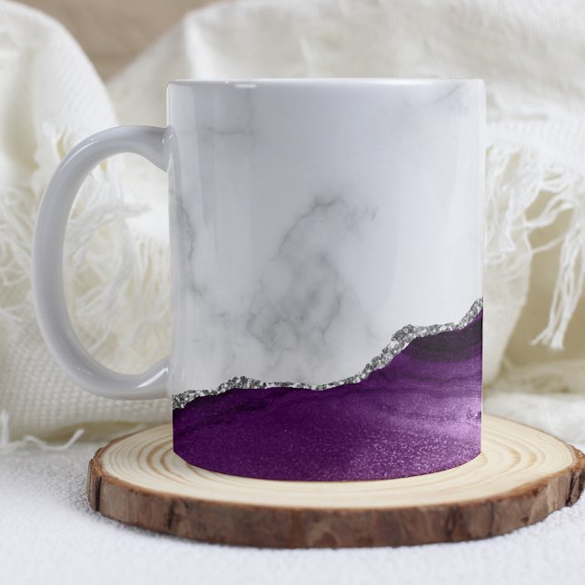 White Marble Silver Lila Agate Kaffemugg (Skapare uppladdad)