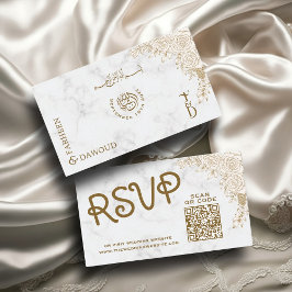 White Marble Snöre QR OSA Muslim Bröllop Tilläggskort
