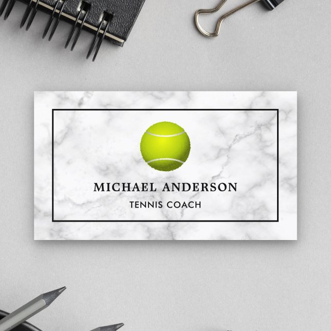 White Marble Sports Professionell Tennis Coach Visitkort (Skapare uppladdad)