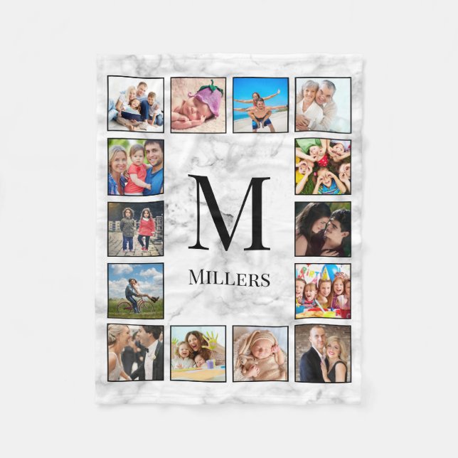 White Marble Stone Mönster Fleecefilt (Framsidan)