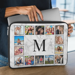 White Marble Stone Mönster Laptop Fodral