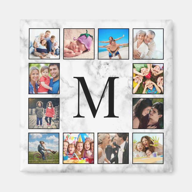 White Marble Stone Mönster Magnet (Framsidan)