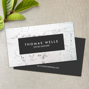 White Marble Stonemason Architect Visitkort