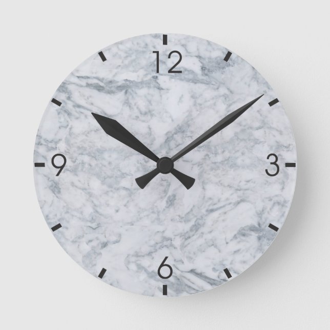 White Marble Struktur Clock Rund Klocka (Framsida)