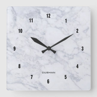 White Marble Struktur Fyrkantig Klocka