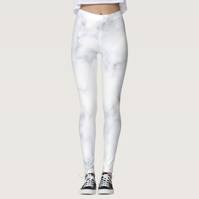 White Marble Struktur Leggings (Framsida)