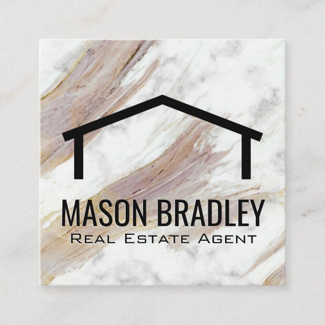 White Marble Struktur | Tak-ikon Fyrkantigt Visitkort (Framsida)