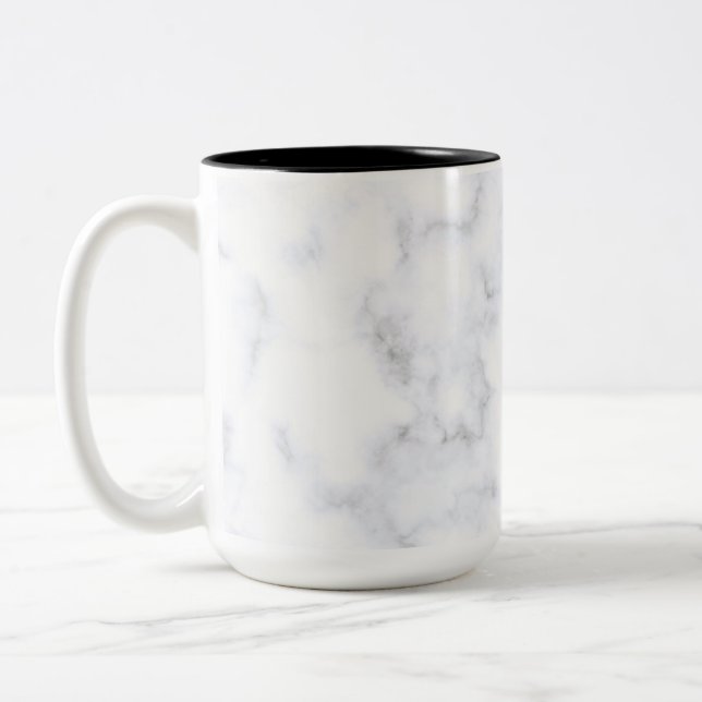 White Marble Struktur Två-Tonad Mugg (Vänster)