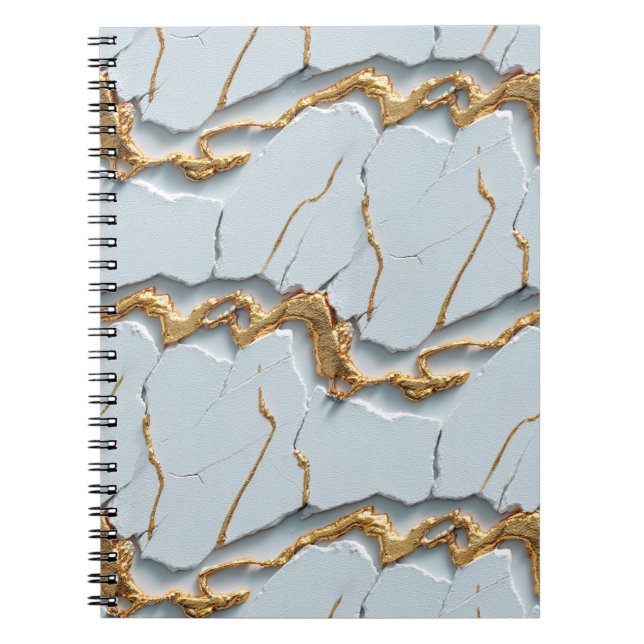 White Marble Texture with Cracked Gold Veins Anteckningsbok (Framsidan)