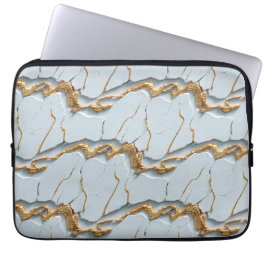 White Marble Texture with Cracked Gold Veins Laptop Fodral