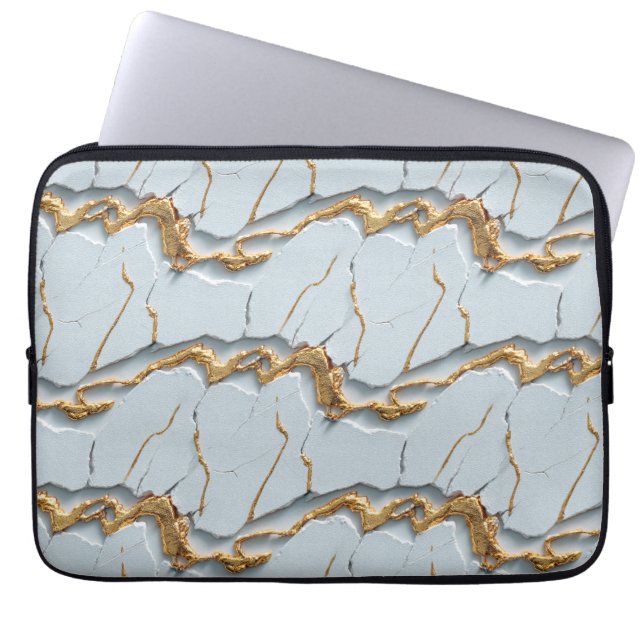 White Marble Texture with Cracked Gold Veins Laptop Fodral (Framsidan)