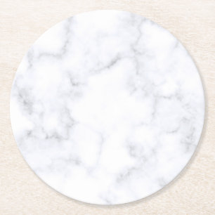 White Marble Underlägg Papper Rund
