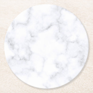 White Marble Underlägg Papper Rund