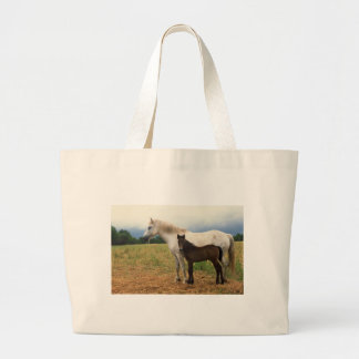 White Mare med Bay Foal Jumbo Tygkasse