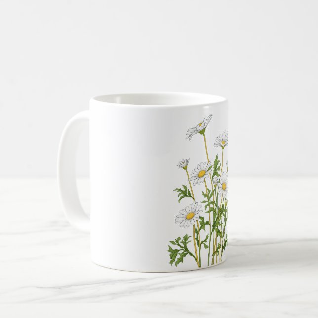 White Marguerite Daisy Kaffemugg (Framsida vänster)