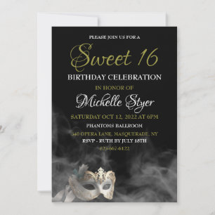 White Masquad Sweet 16-inbjudan Inbjudningar
