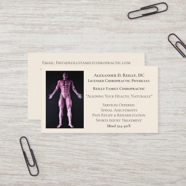 White Massage Therapy Chiropraktic Doktor Visitkort (Fram/Back In Situ)
