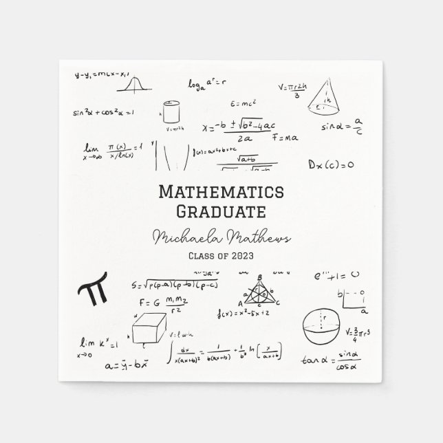White Mathematics Graduate Class of Graduation Pappersservett (Framsidan)