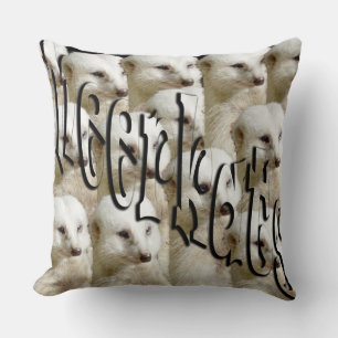 White Meerkat Army Logotyp, Large Throw Cushion. Kudde